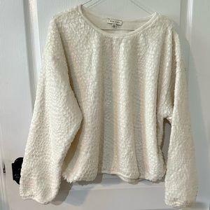 Stellah White Sequin Crew Neck Sweater XL